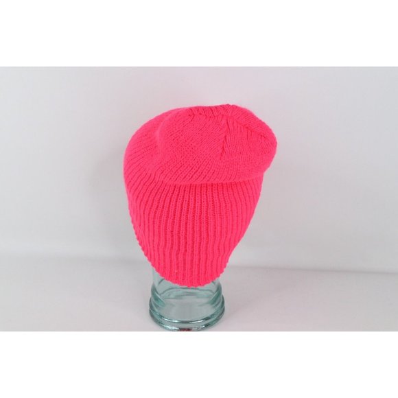 NOS Vintage 90s Streetwear Womens Blank Ribbed Knit Winter Beanie Hat Cap Pink main image 4